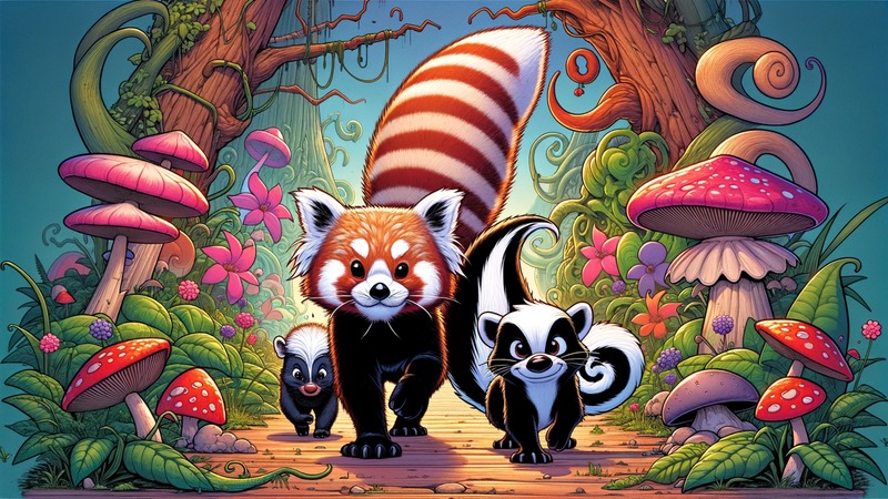 Wild-red-panda-skunk-and-weasel-walking-side-by-side レッドパンダとは？　由来、立つ理由、スカンクとの関係まで　全豆知識