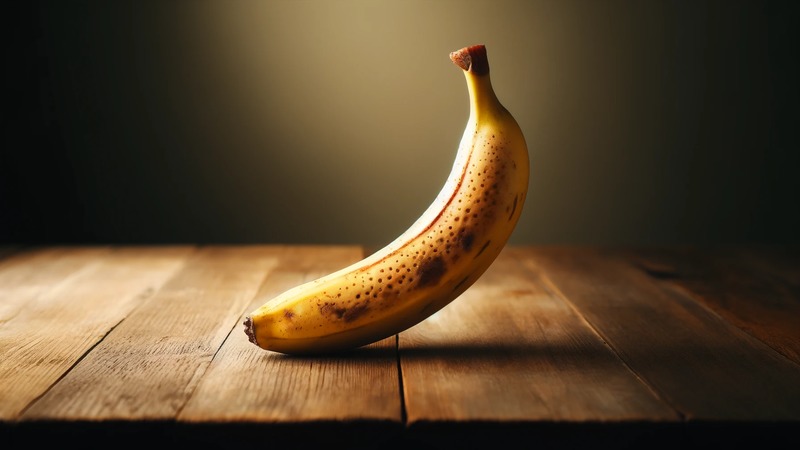 banana-on-a-wooden-table バナナ　黒いとこは？原種は？ピンクや紫のバナナ？なぜ黒く？